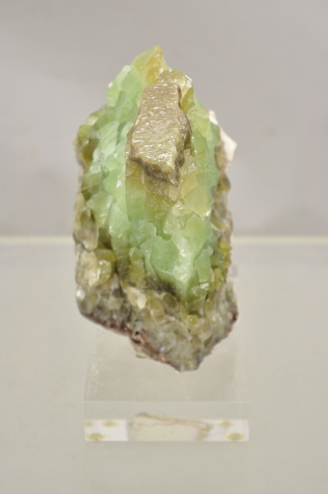Large Green Calcite Quartz Mineral Geode Specimen Sculpture by Brenda Houston