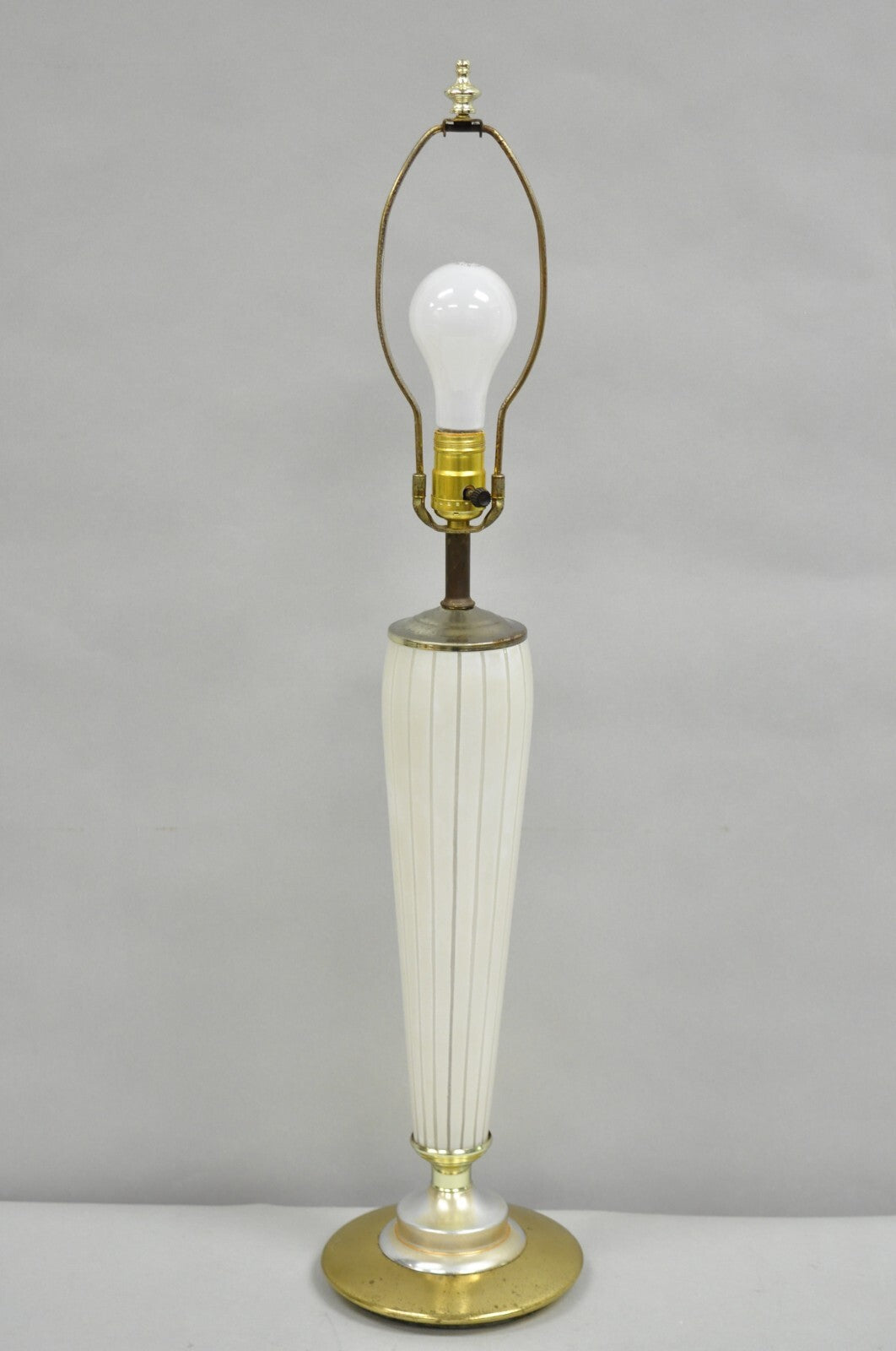 Vintage Italian Mid Century Modern Tapered Glass Art Deco Table Lamp