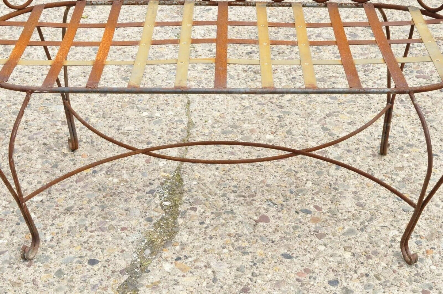Vintage Victorian Style Fancy Scrolling Wrought Iron Garden Patio Bench Loveseat