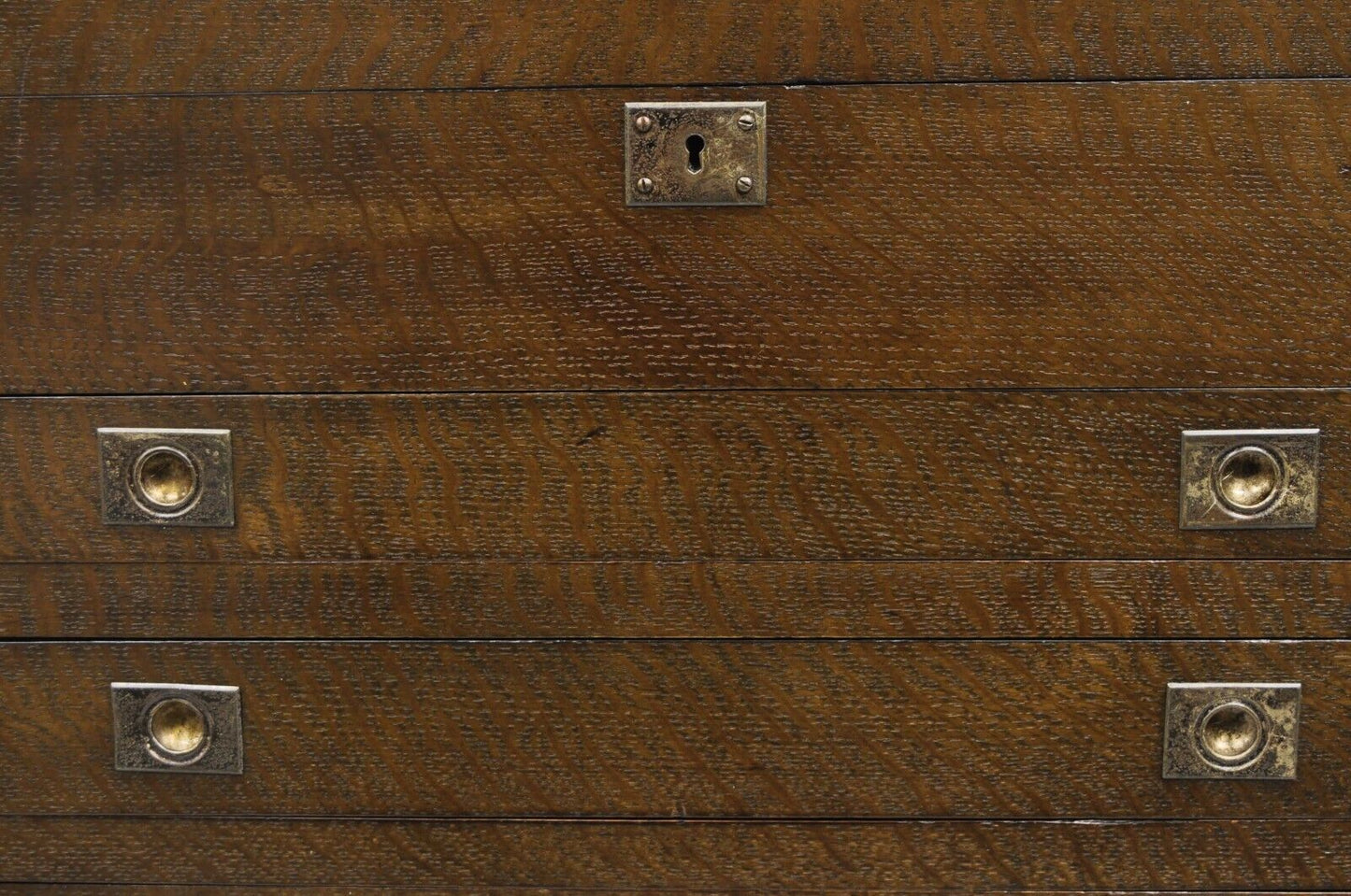 Antique English Regency Oak Wood Large Campaign Style Flatware Storage Chest