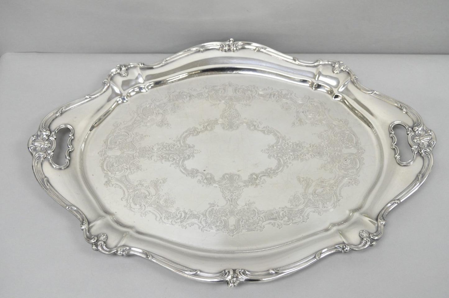 Antique Gorham Silver Plated Victorian Oval Butlers Serving Platter Bar Tray