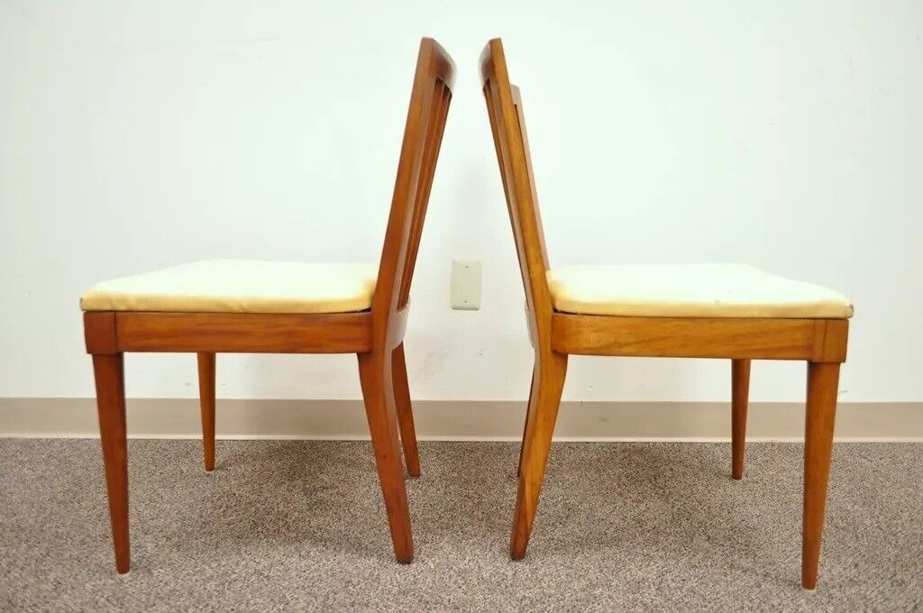Vintage Paul McCobb Style Mid Century Modern Maple Slat Back Dining Chair - Pair