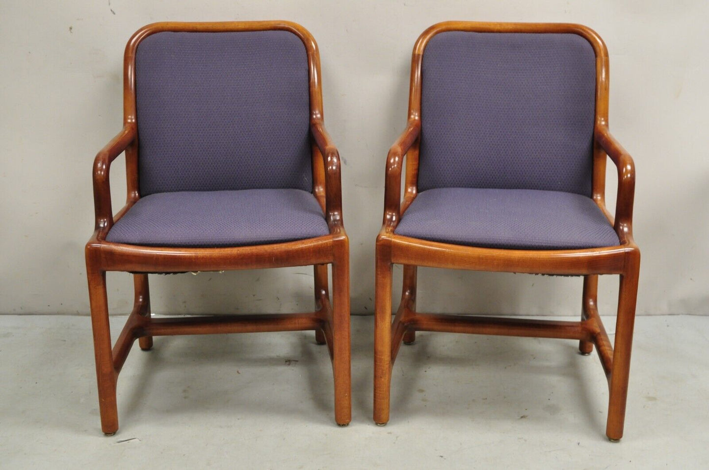Vintage Helikon Mid Century Modern Sculpted Cherry Wood Lounge Chairs - a Pair