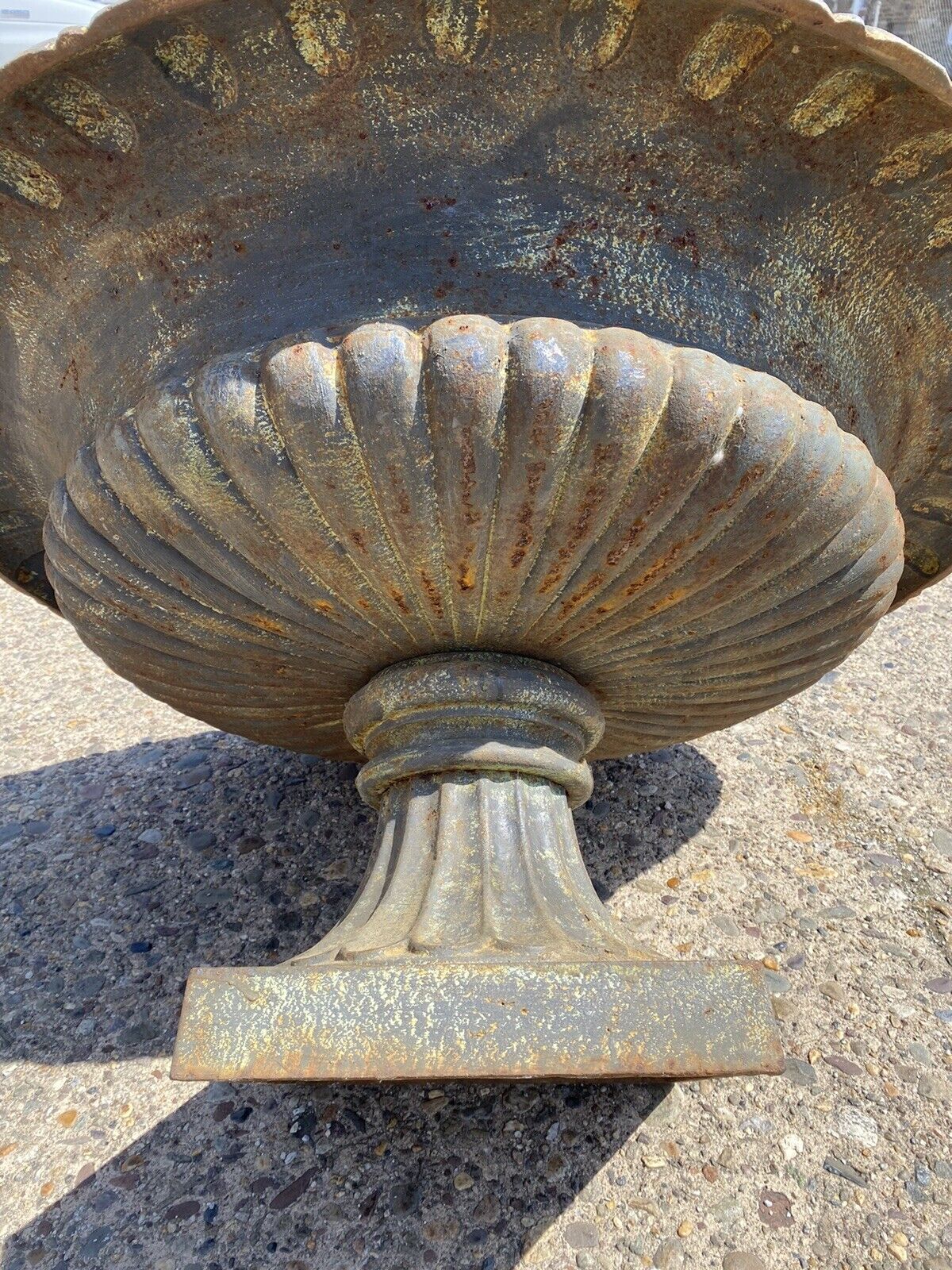Cast Iron Low and Wide 38" Round French Classic Style Outdoor Garden Urn Planter