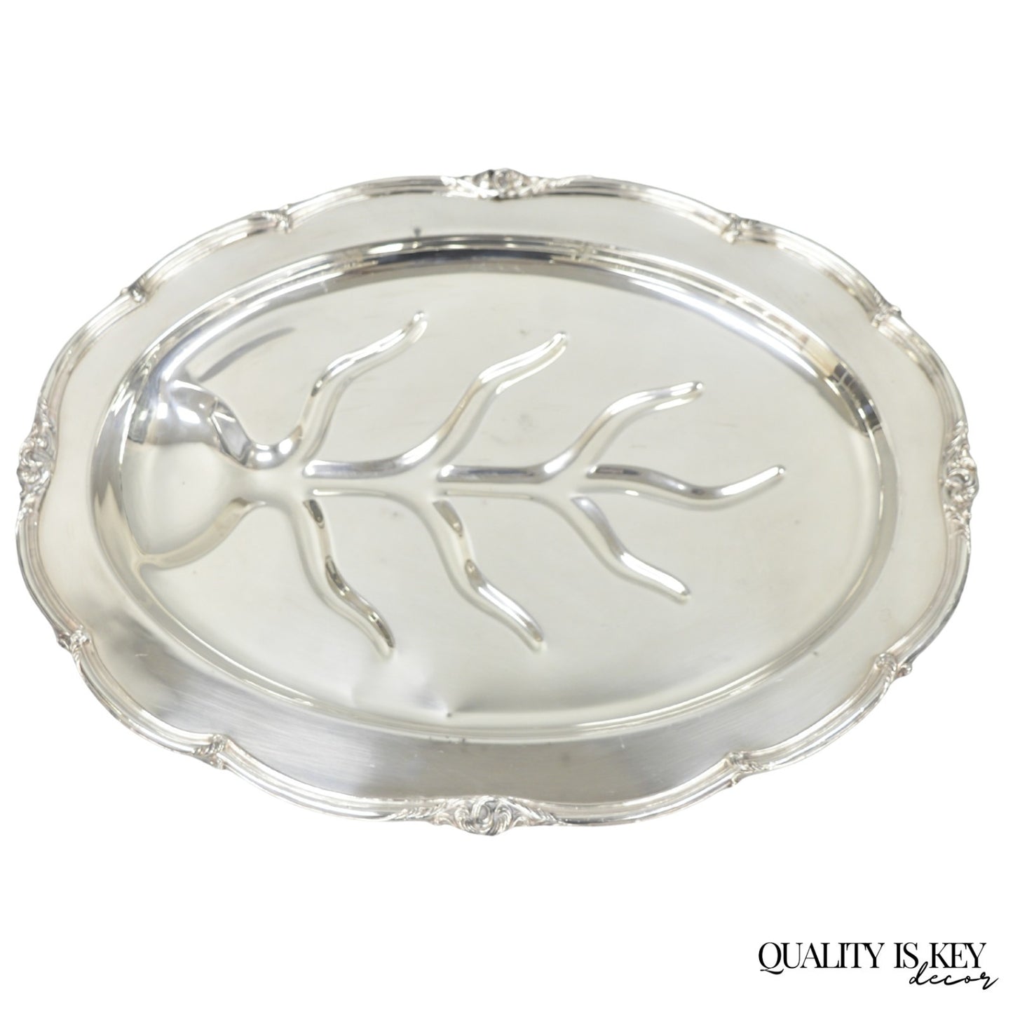 Vintage Amston Victorian Silver Plated Meat Cutlery Oval Serving Platter Tray