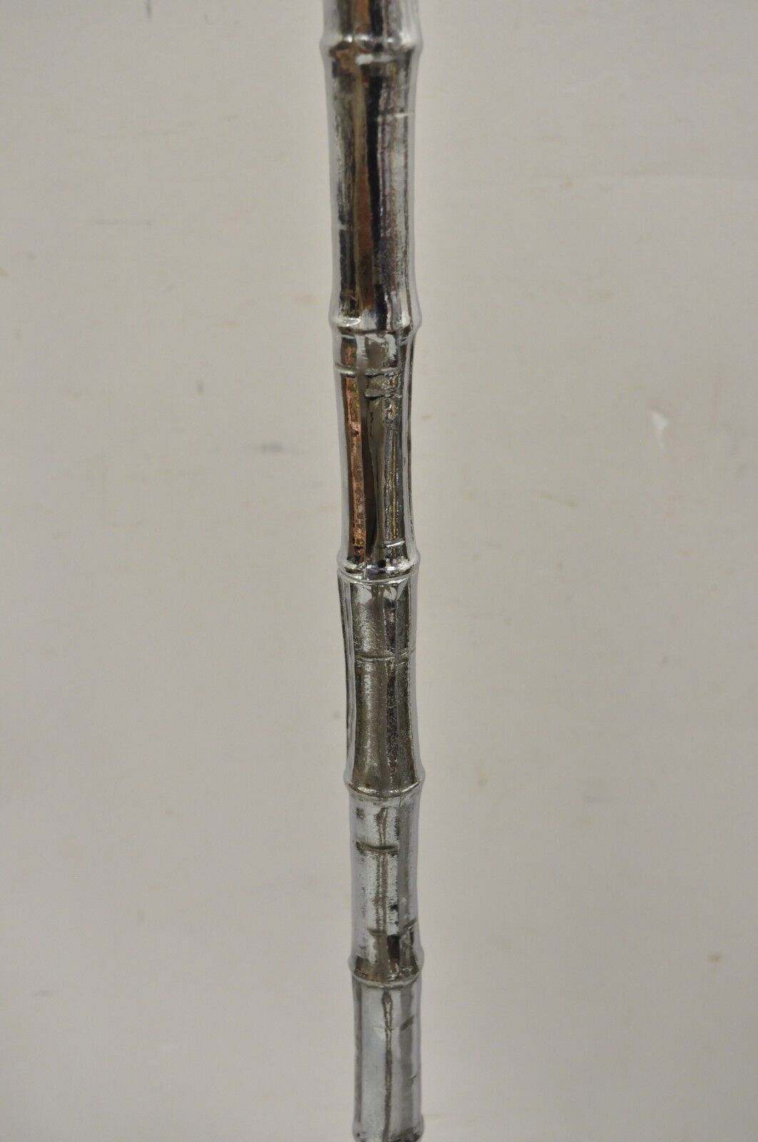 Vintage Hollywood Regency Faux Bois Faux Bamboo Chrome Lotus Floor Lamp