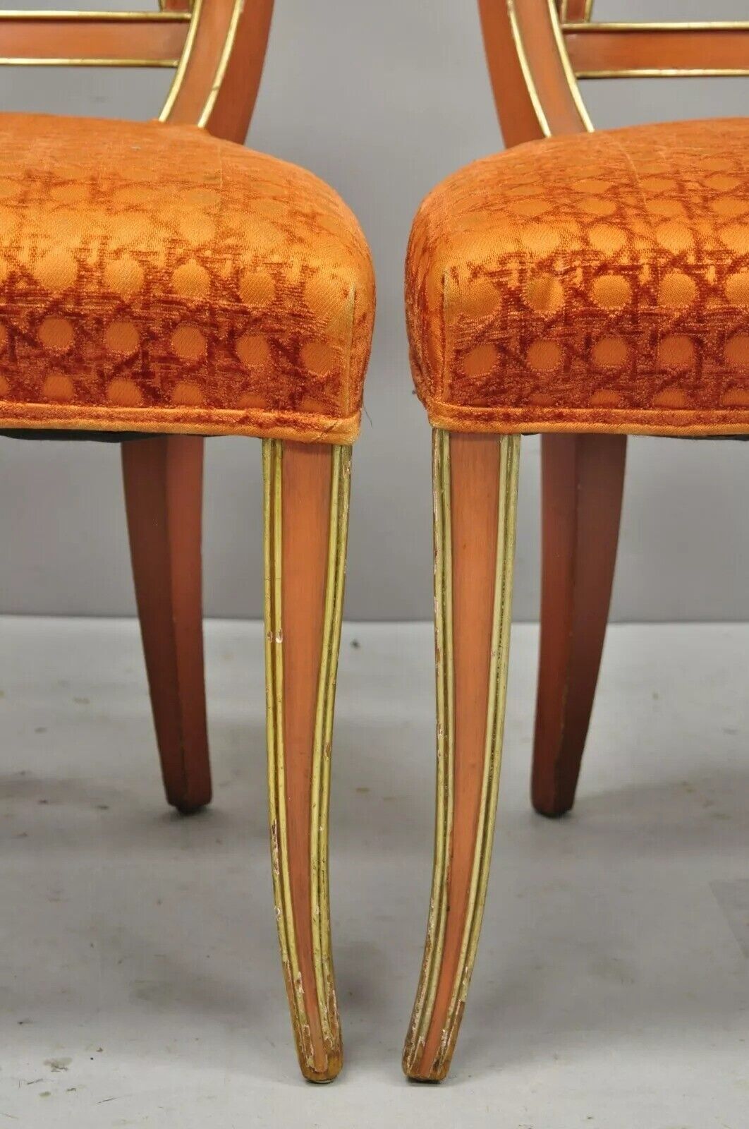 Hollywood Regency Italian Neoclassical Greek Key Painted Dining Chair - Set of 6