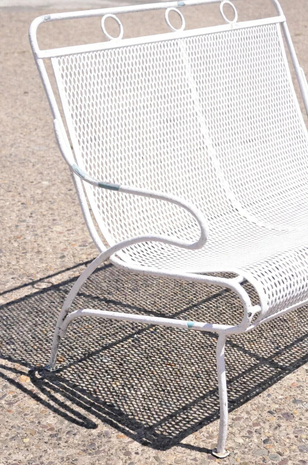 Vintage Russell Woodard Sculptura Mid Century Modern Iron Patio Settee Bench