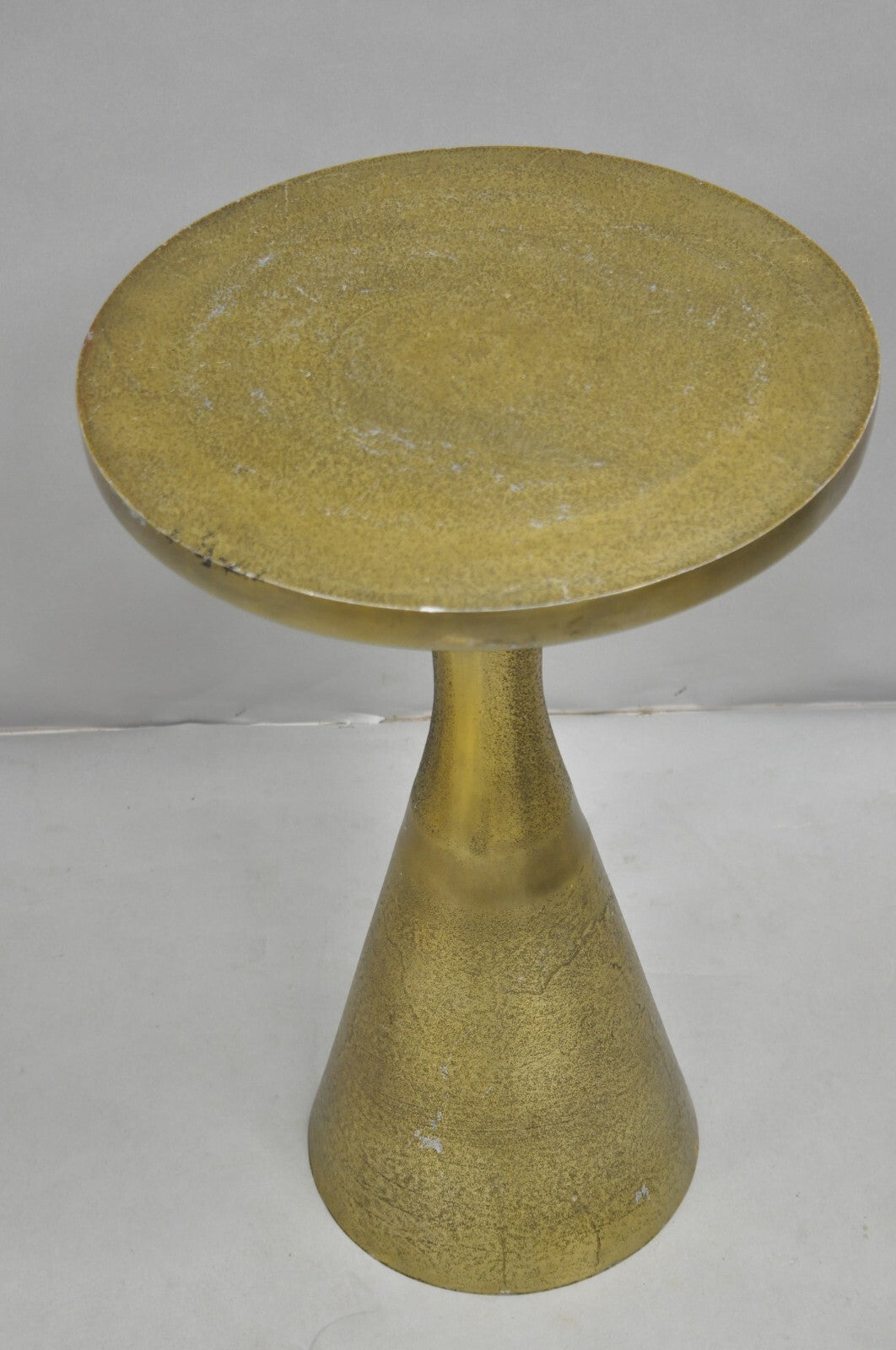 Modern Burnished Cast Metal Gold Sculptural Round Drinks Side Table