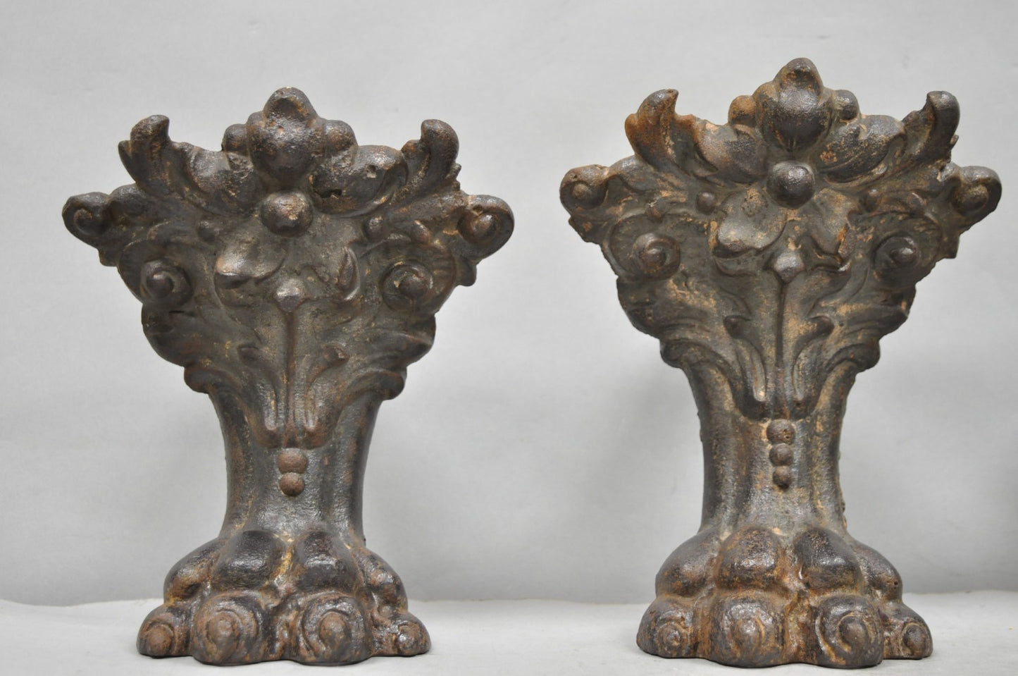 Victorian Style Cast Iron Bathtub Lion Claw Foot Paw Feet Floral Design 4 Pc Set