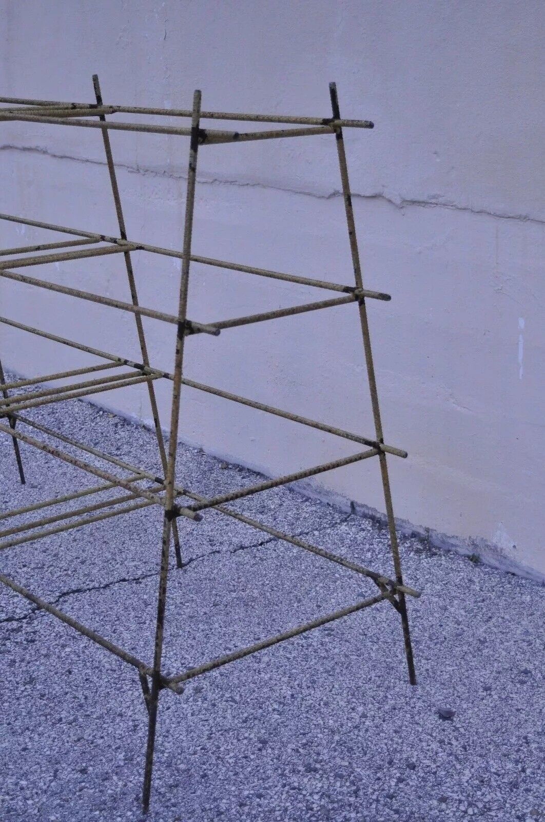 Vintage Industrial Modern Iron Rebar Rusty Yellow Shelf Display Bookcase Rack