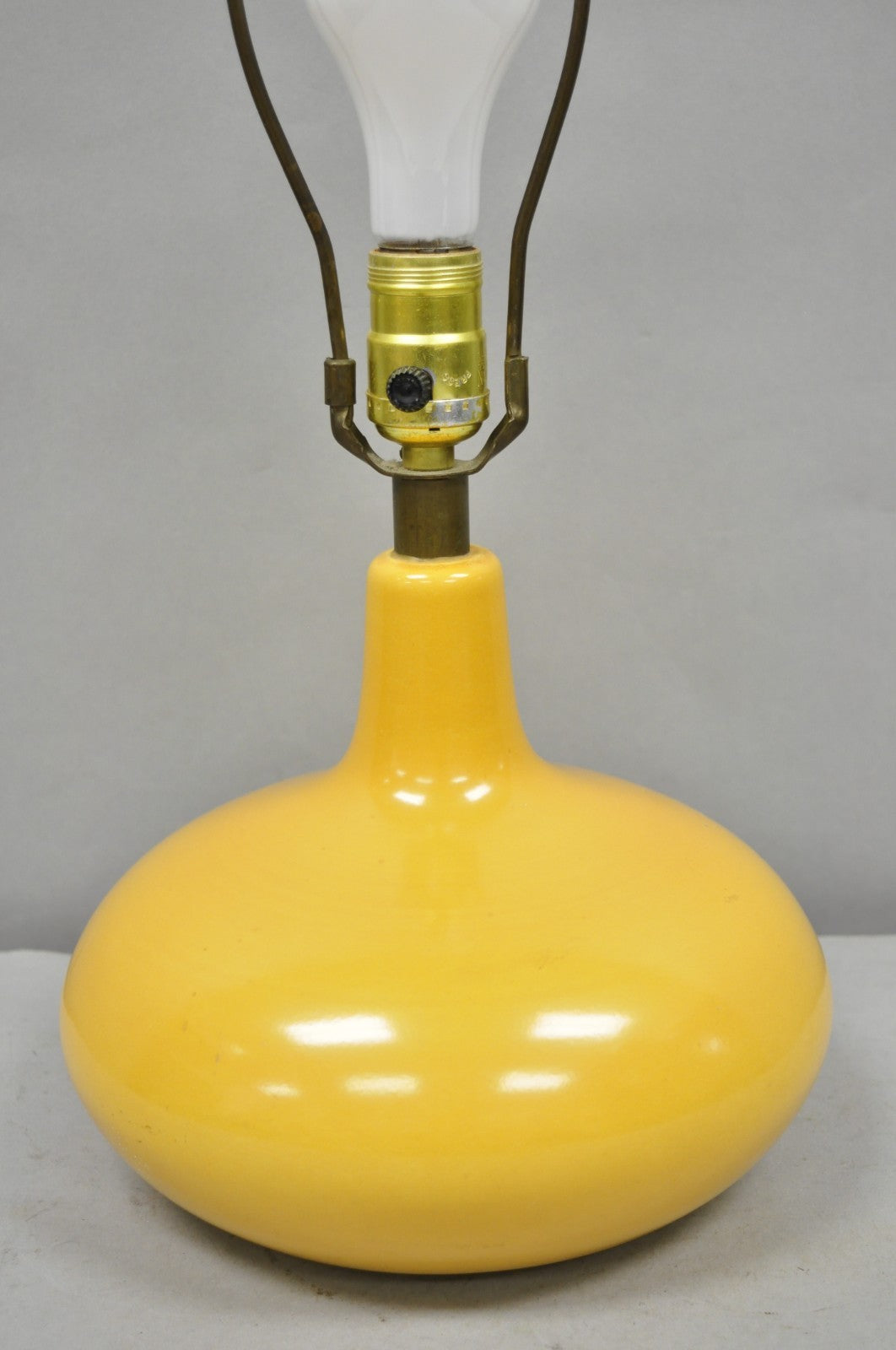Mid Century Modern Lotte and Gunnar Bostlund Mustard Yellow Ceramic Table Lamp