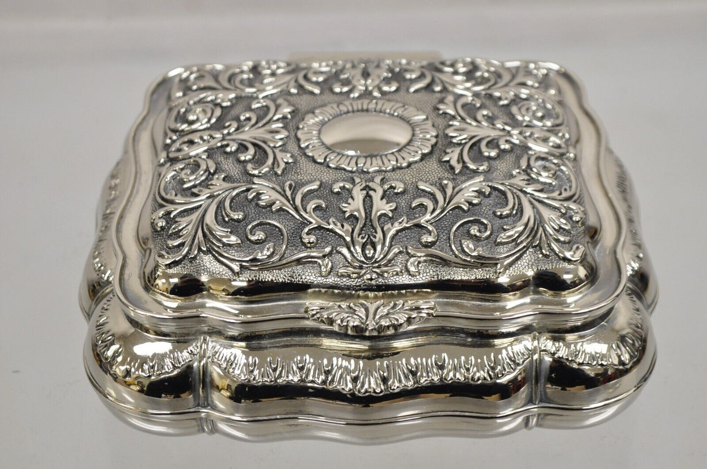 Vintage International Silver Company Silver Plated Jewelry Box w/ Velvet Lining