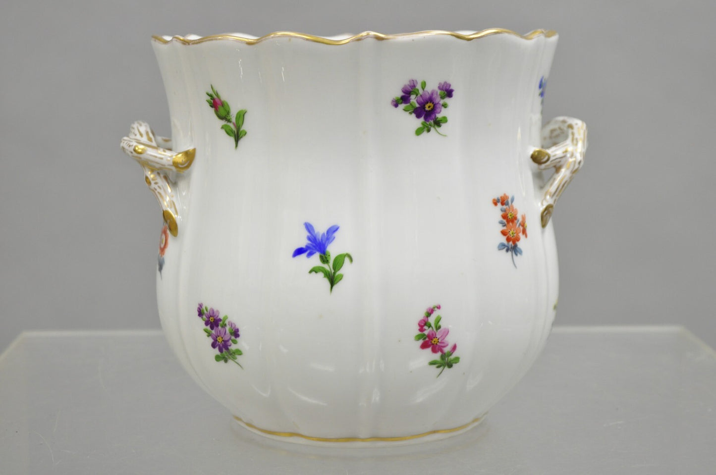 Antique Meissen French Porcelain Flower Pot Cachepot Wine Cooler - a Pair