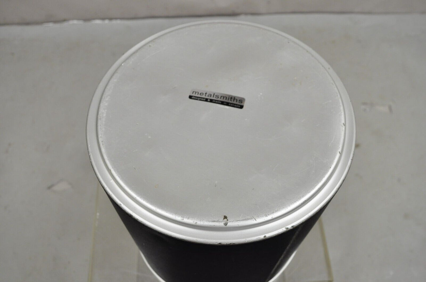 Vintage Retro Modern Aluminum Metal Wastebasket Trashcan by Metalsmiths