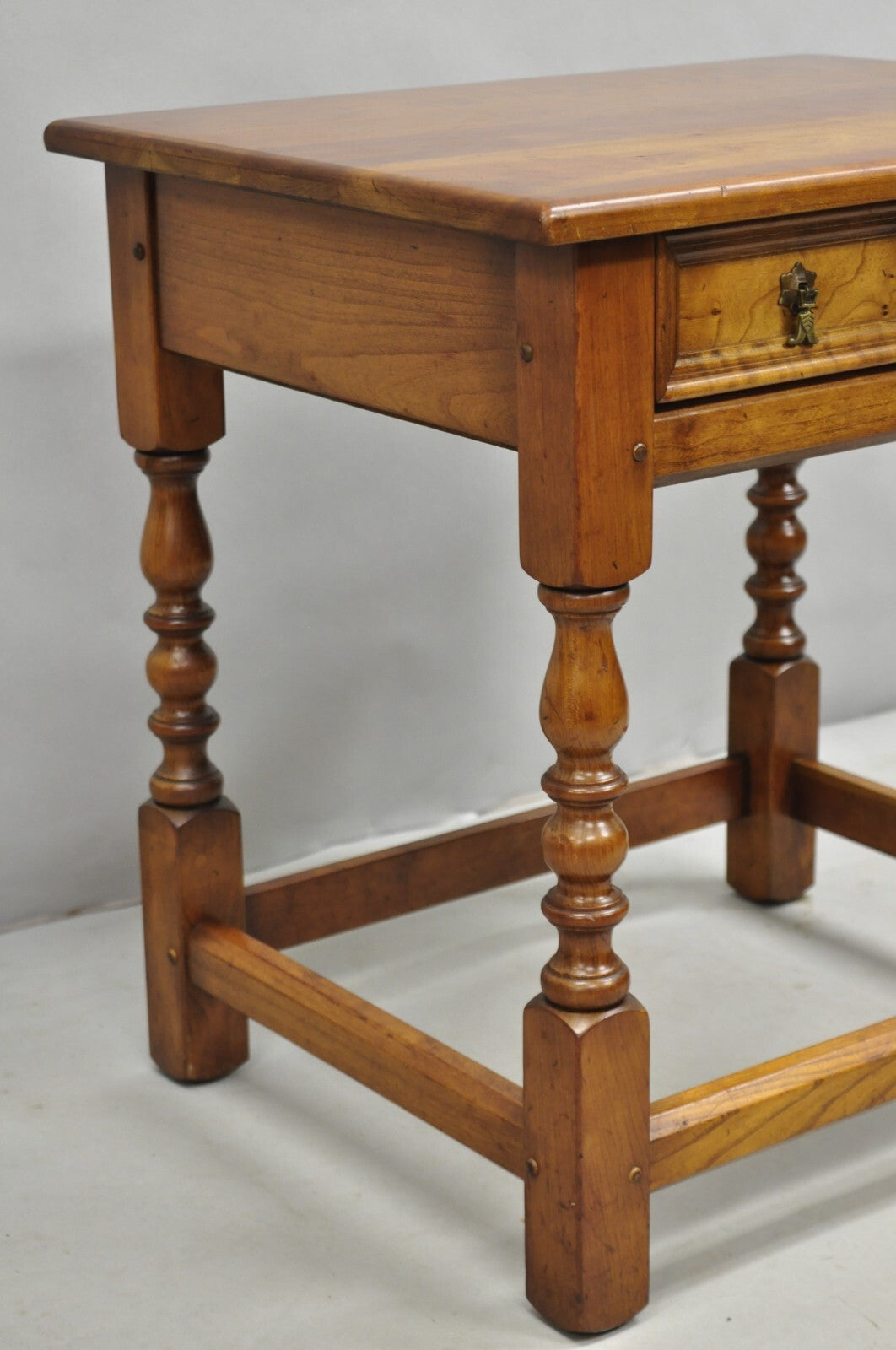 Antique L & J G Leopold Stickley Jacobean Cherry Wood One Drawer End Side Table