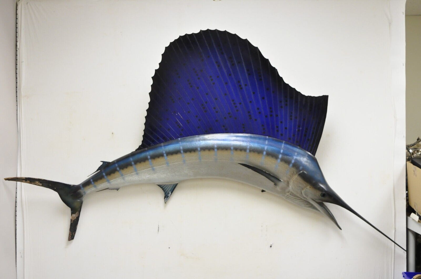 Large Vintage Taxidermy Replica Blue Marlin Sailfish 85" Wall Mount