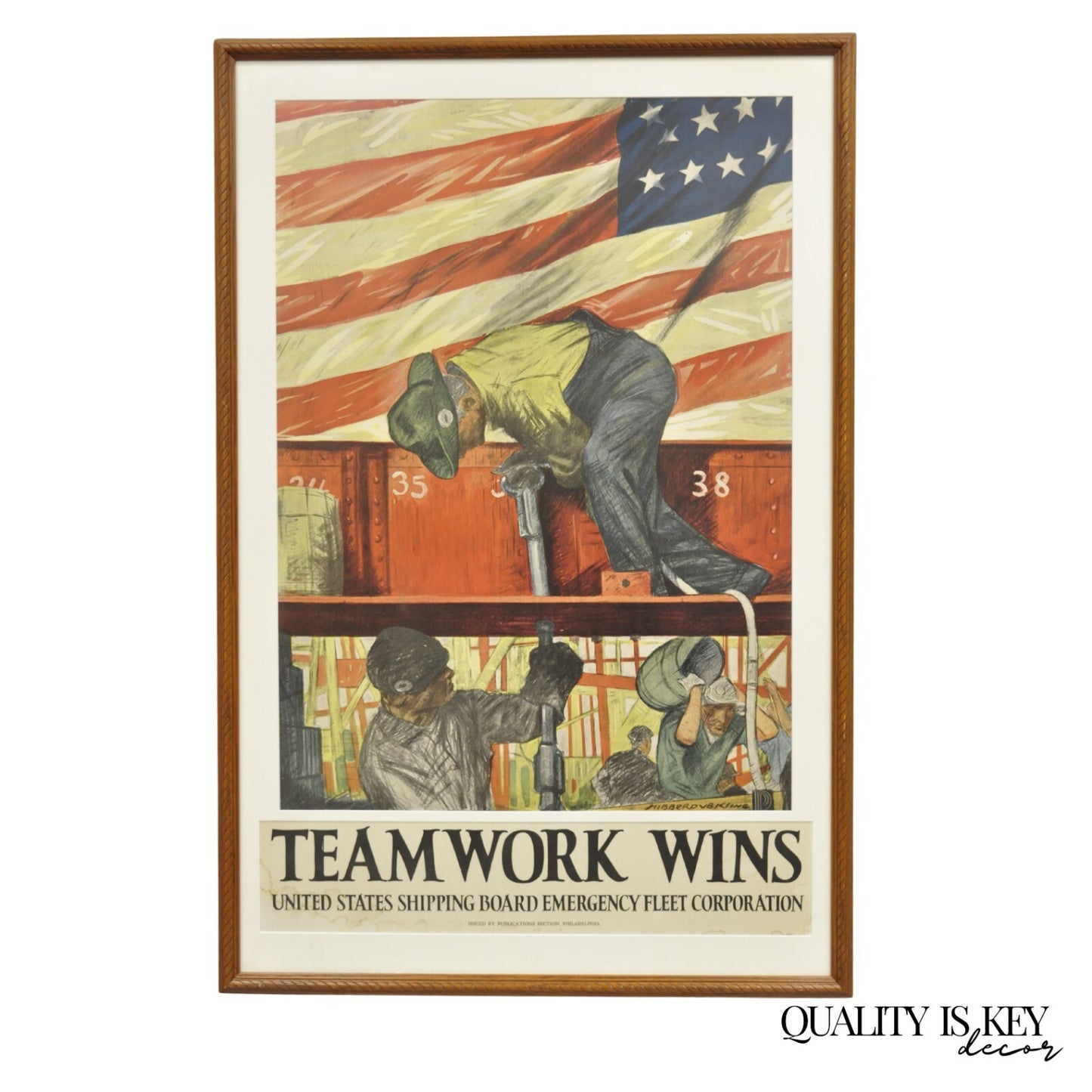 World War 1 "Team Work Wins United States Shipping Board" Original Poster Print