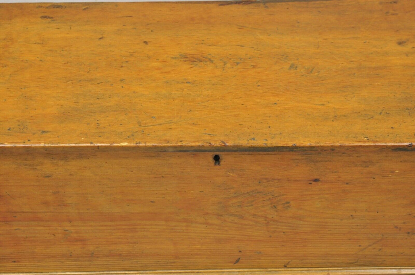 Antique 19th C Chestnut Dovetailed Primitive Wooden Storage Blanket Chest Trunk