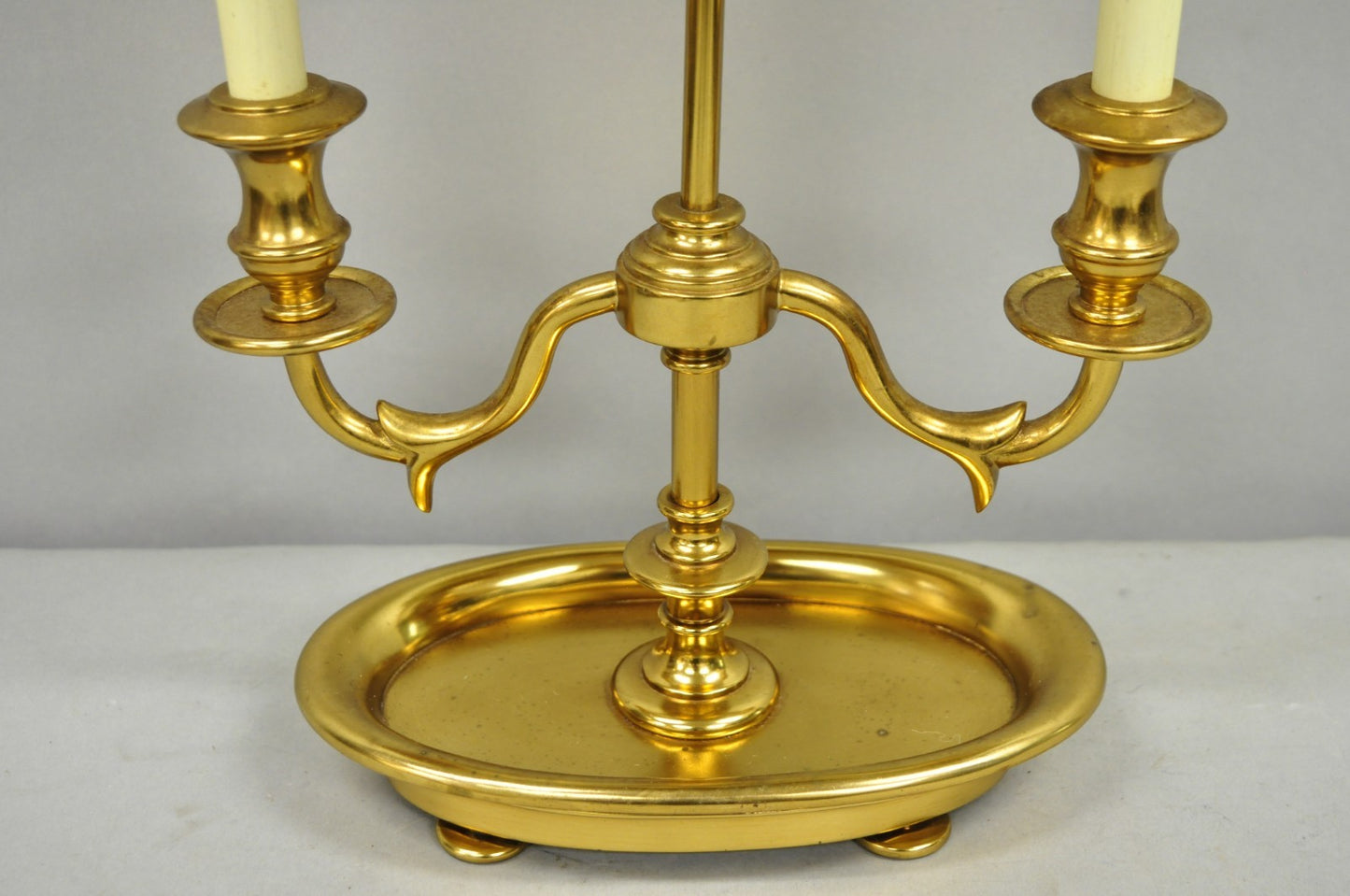 Vintage French Empire Brass Tole Metal Candlestick Bouillotte Desk Table Lamp