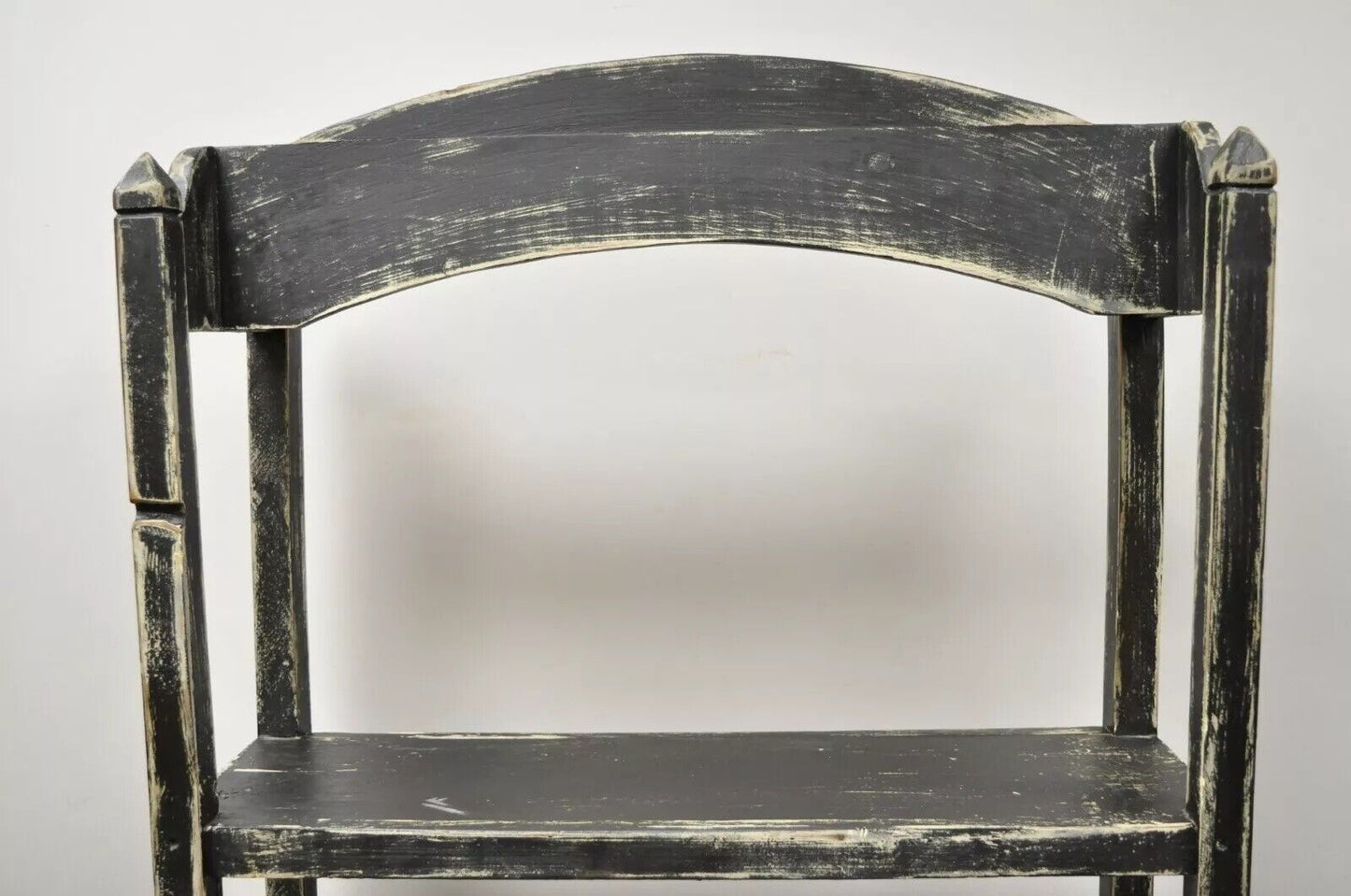 French Country Provincial Black & White Distress Painted Bookcase Display Stand