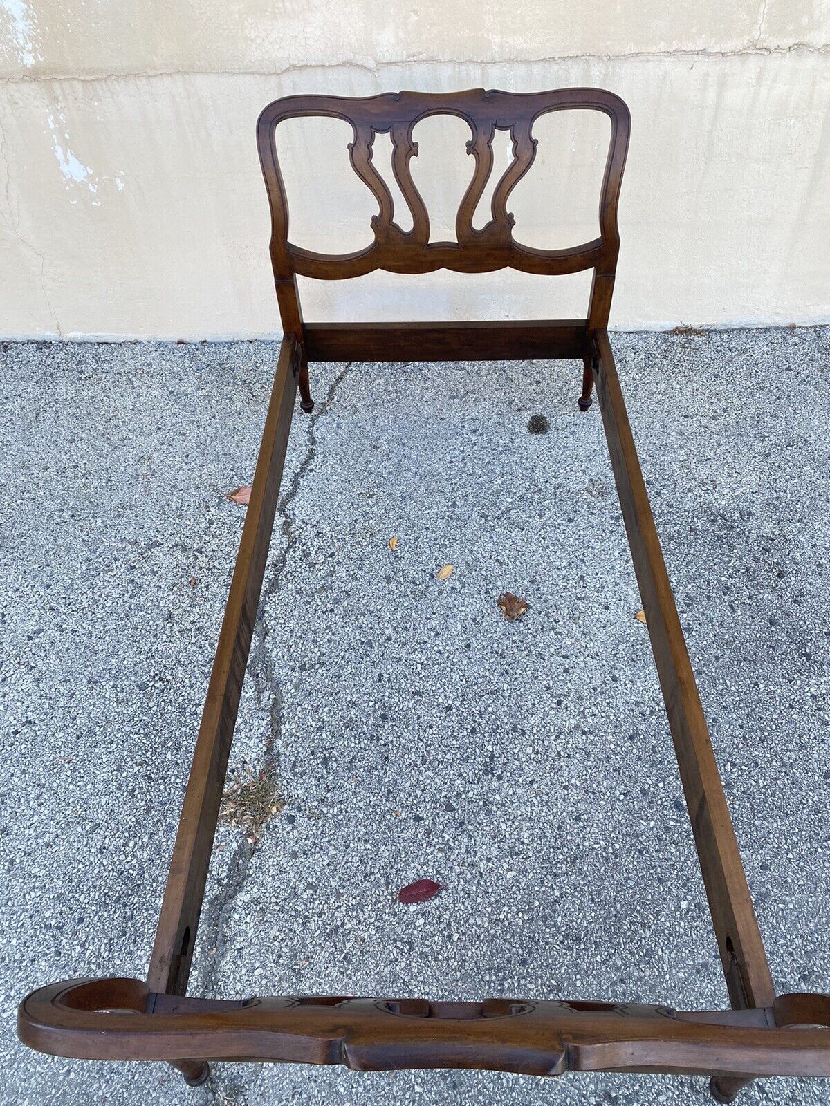 Vintage French Provincial Italian Cherry Wood Georgian Twin Bed Frame Daybed