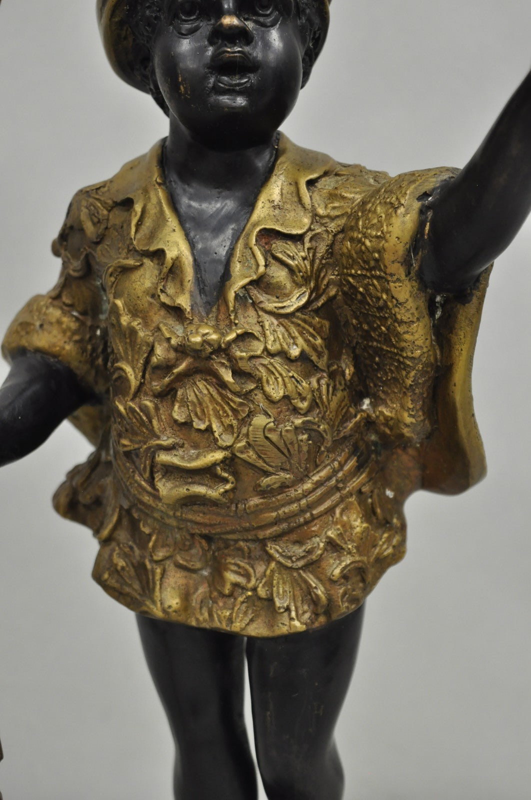 Vintage Moorish Venetian Blackamoor Figural Bronze Candelabra Candle Holder