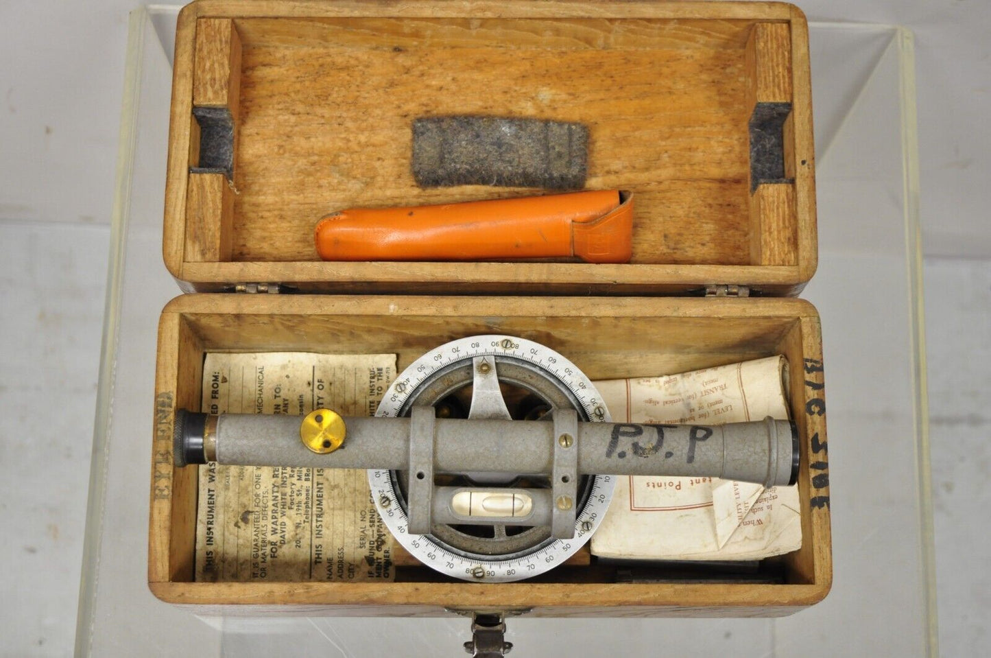 Vtg David White Instrument Co Surveying Equipment Plane Utility Level Oak Case