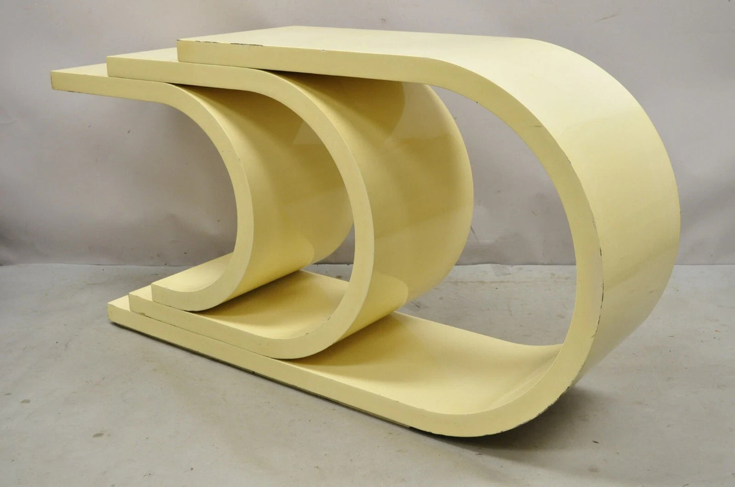 Vintage Modern Triple "C" Bone Lacquer Sculptural Springer Style Console Table