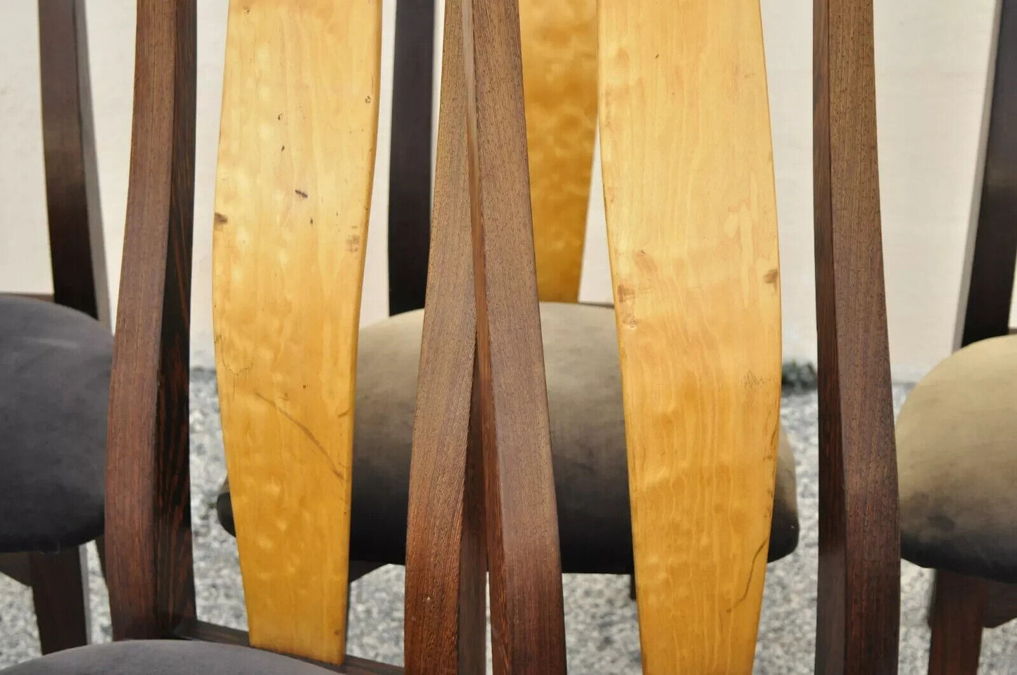 Jeffrey Greene Mid Century Arts & Crafts Birdseye Maple Inlay Dining Set - 7 pcs