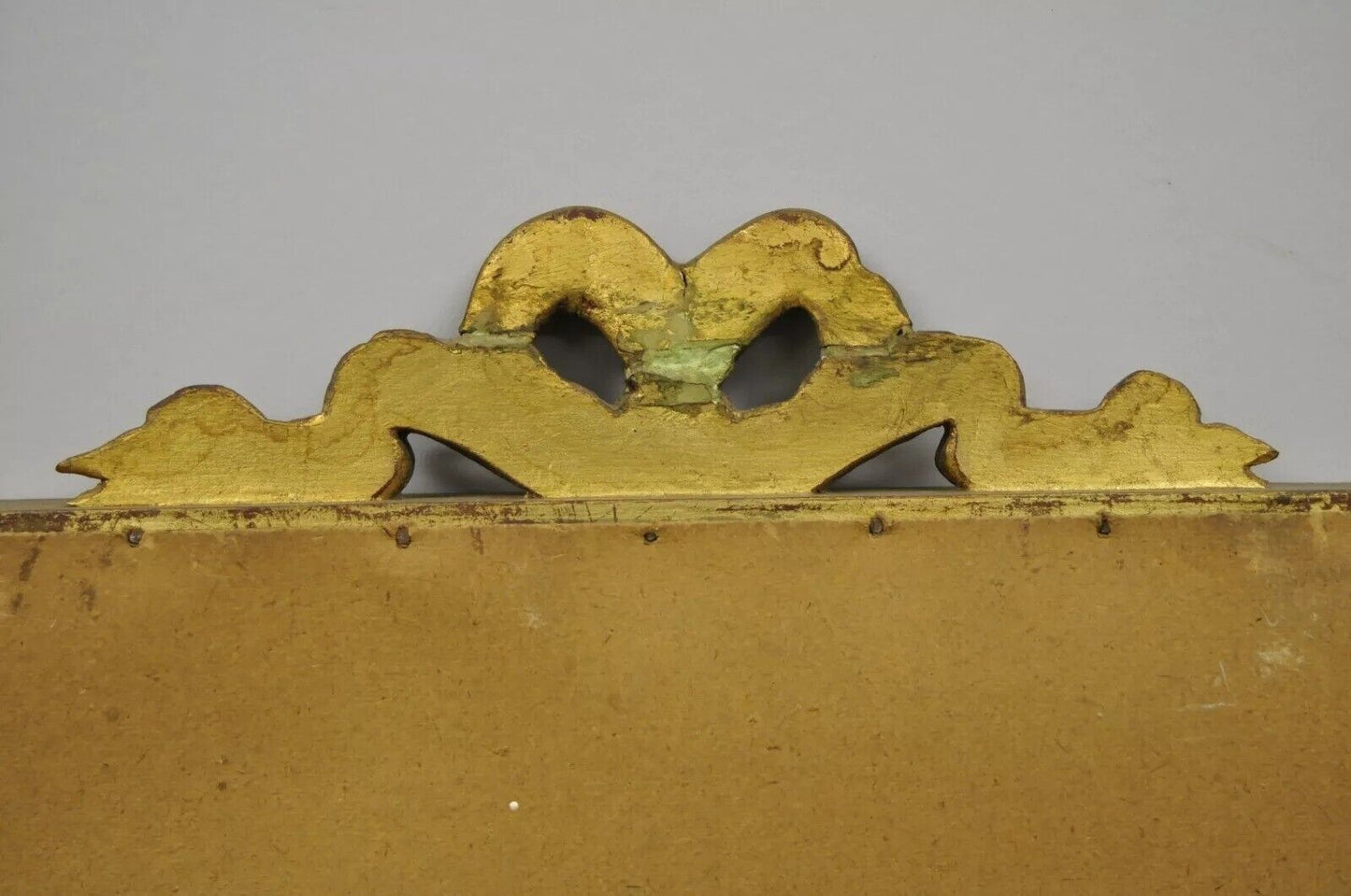 Antique French Louis XV Style Gold Gilt Wood Trumeau Mirror with Portrait Print