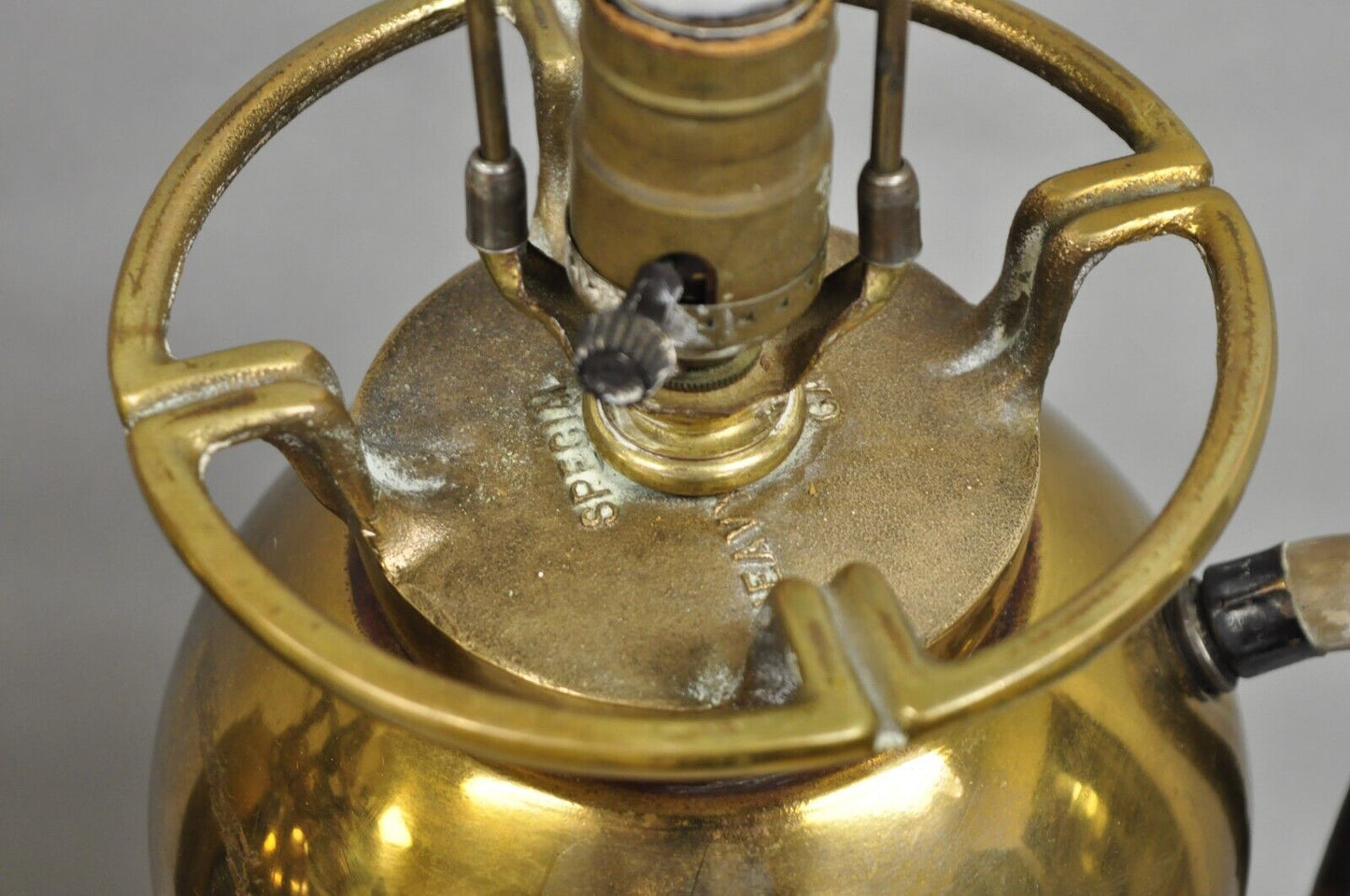 Antique Art Deco Brass Fire Extinguisher Converted Table Lamps - a Pair