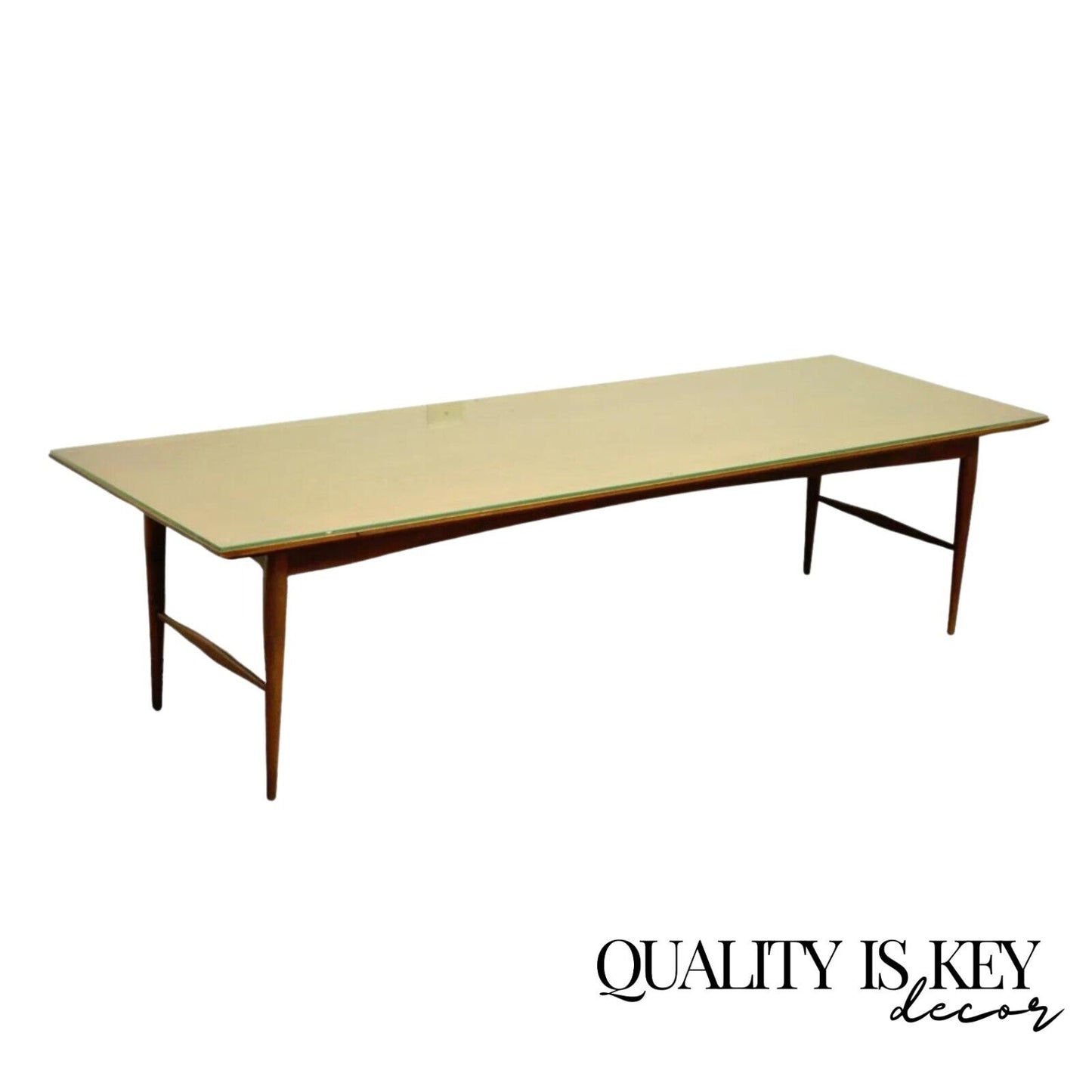 Vintage Mid Century Danish Modern Walnut 60" Long Sleek Coffee Table