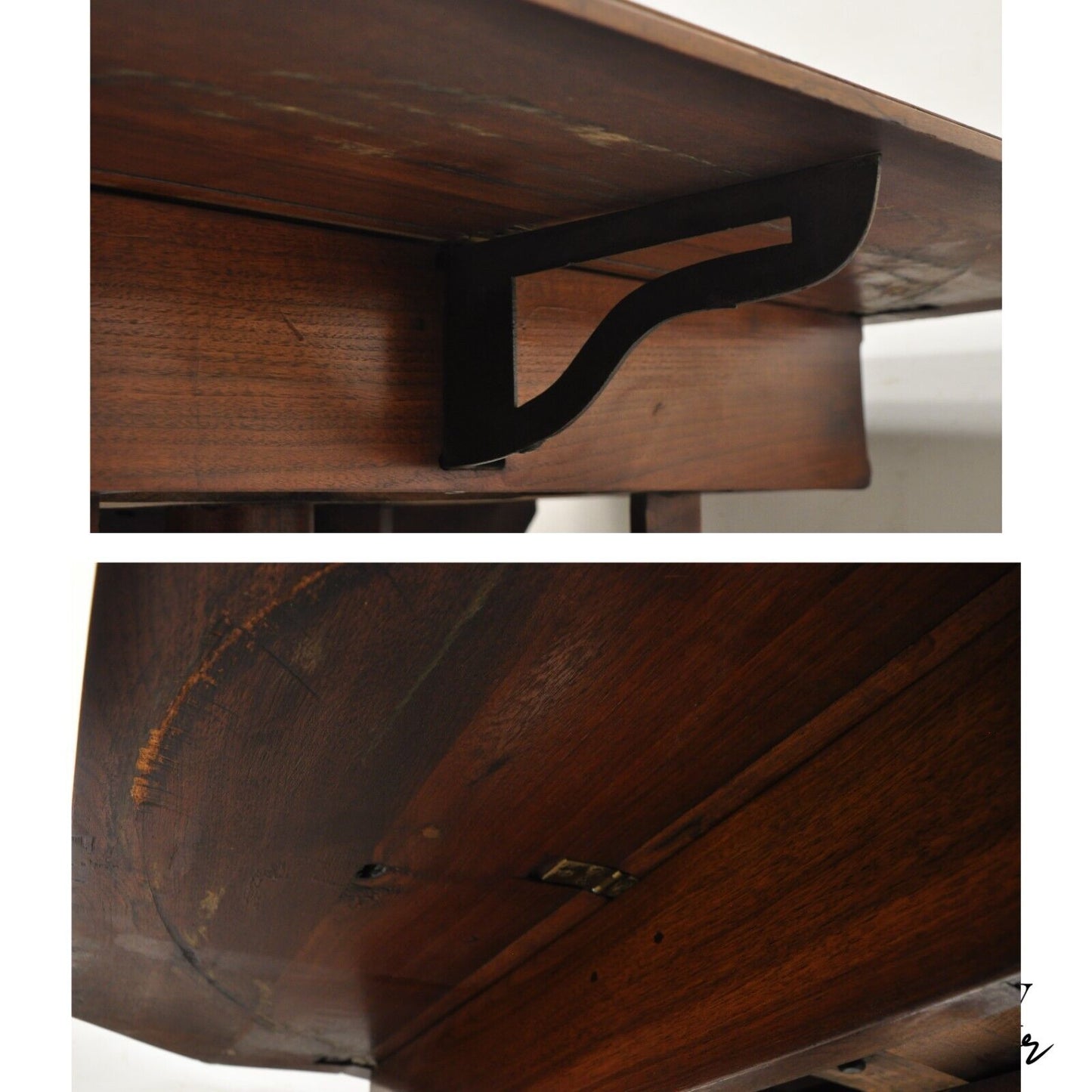 Antique Eastlake Victorian Leather Top Walnut Dropleaf Parlor Game Table