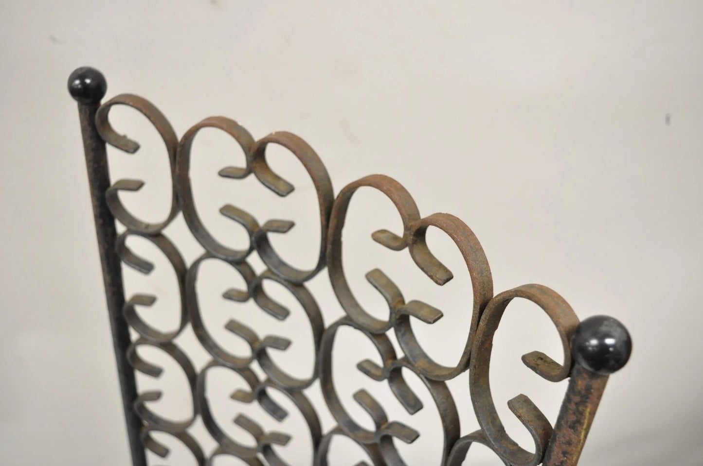 Vintage Mid Century Modern Salterini Umanoff Style Iron Scroll Side Chairs, Pair