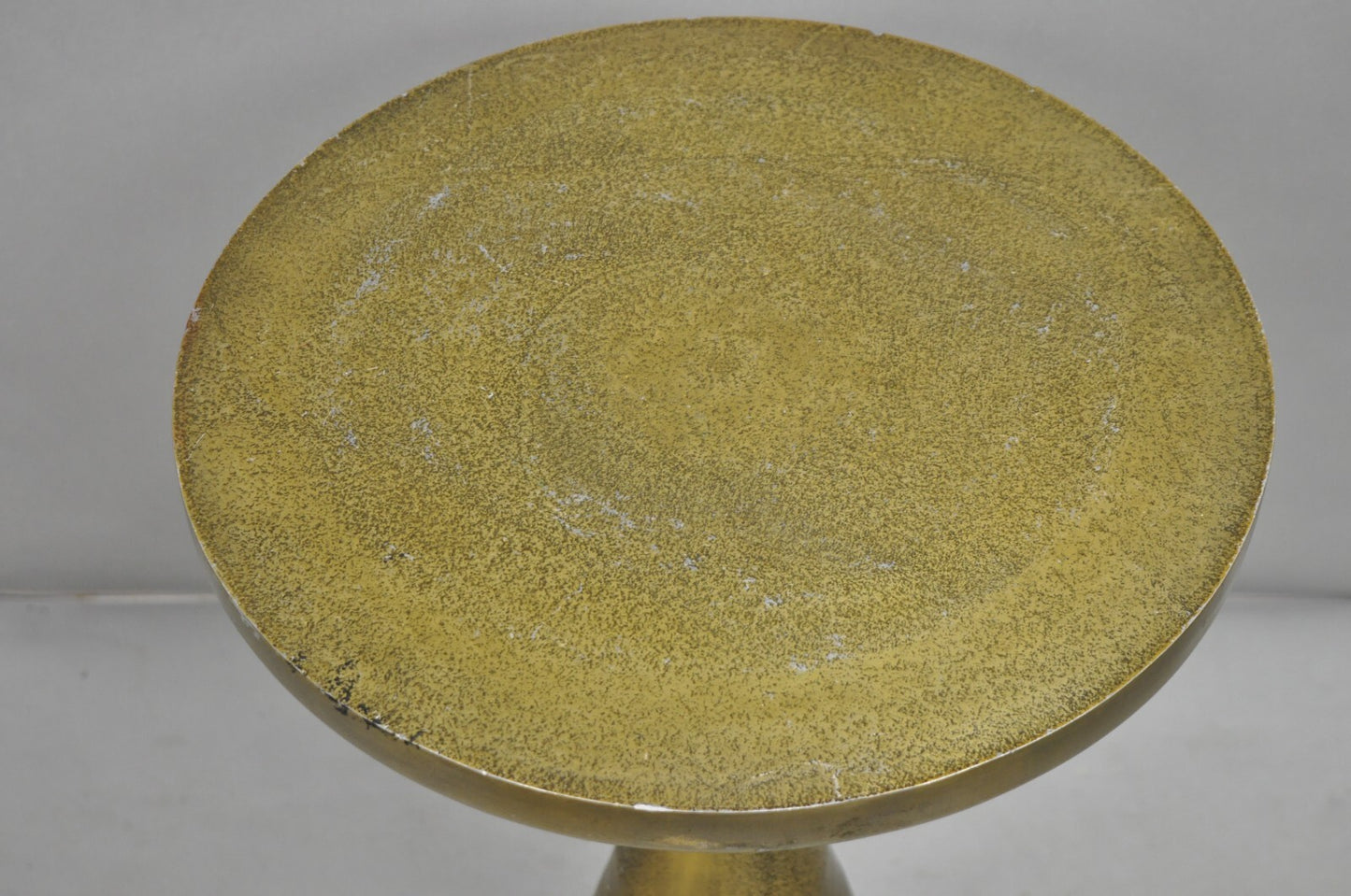 Modern Burnished Cast Metal Gold Sculptural Round Drinks Side Table