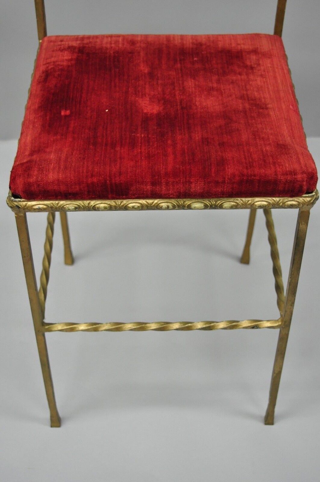 Antique Italian or Spanish Hollywood Regency Gold Iron Gothic Small Side Chair