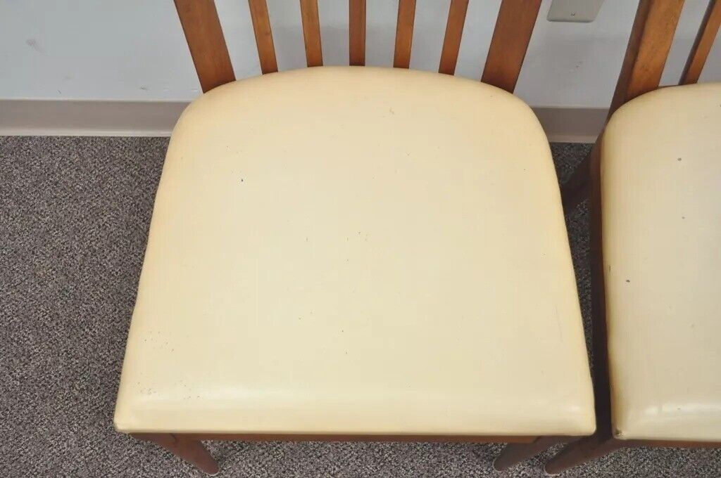 Vintage Paul McCobb Style Mid Century Modern Maple Slat Back Dining Chair - Pair