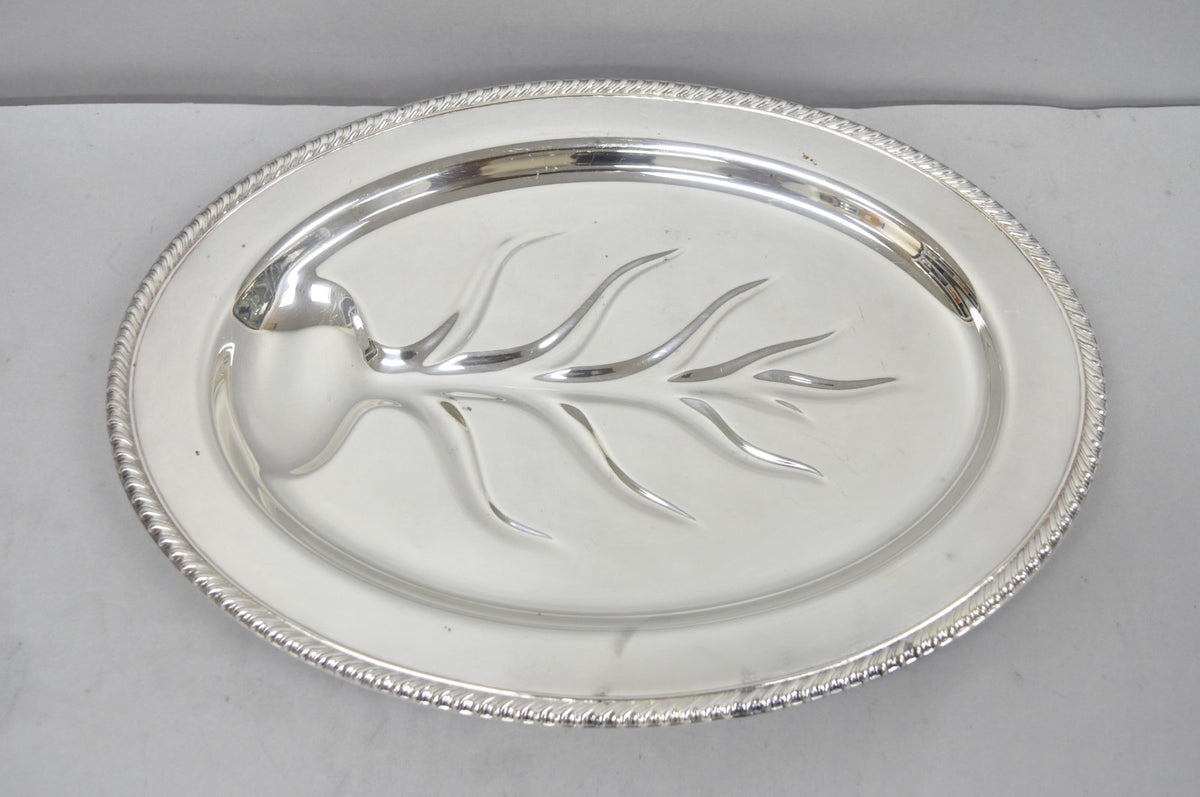 Vintage W.M. Rogers 810 Regency Silver Plated Oval Meat Cutlery Serving Platter