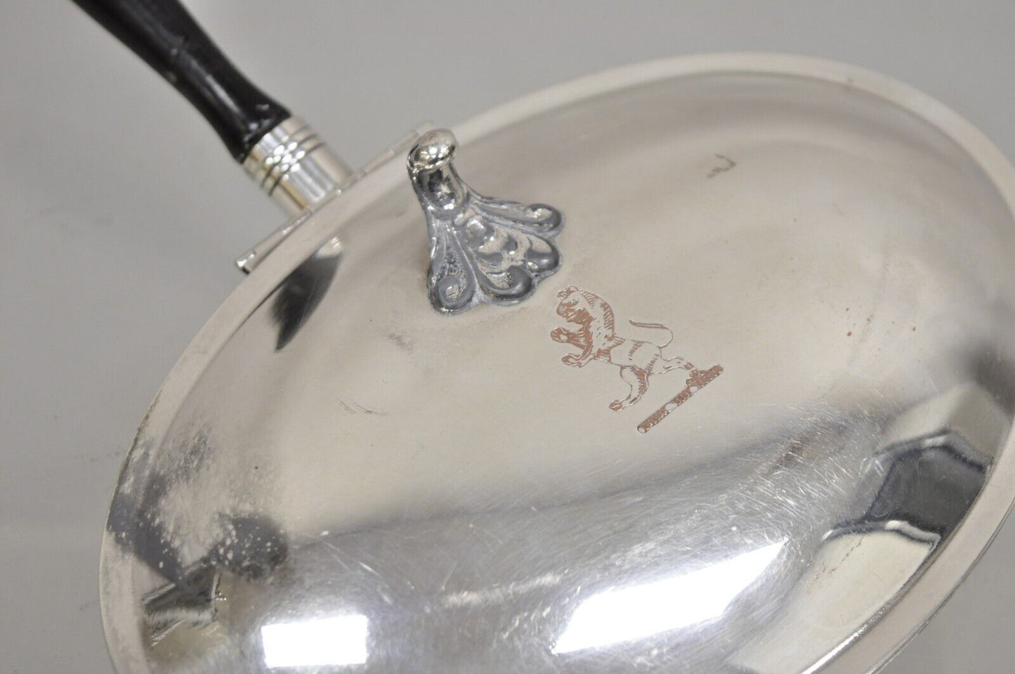 Vintage FB Rogers Silver Plated Silent Butler Crumb Catcher w/ Woodem Handle