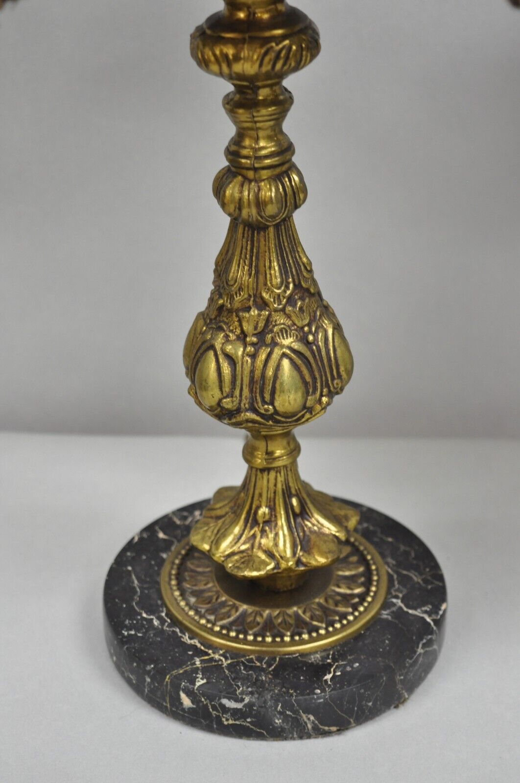 Vintage Hollywood Regency Loevsky & Loevsky Style Small Gold Table Lamps - Pair