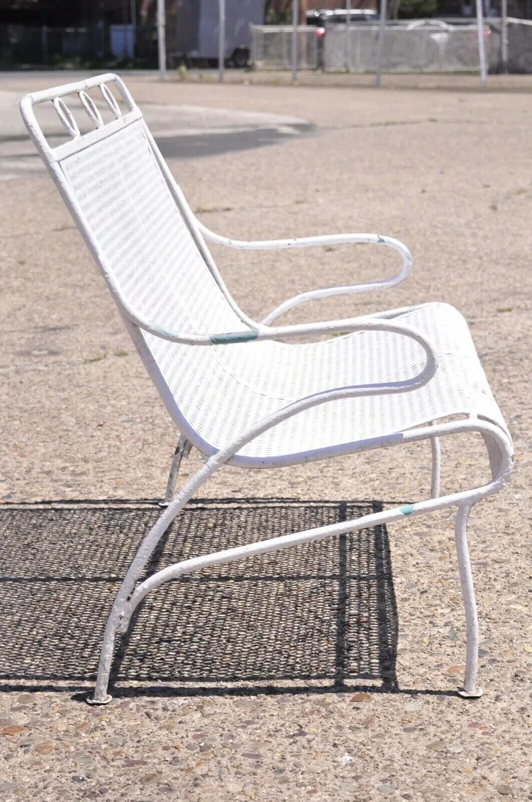 Vintage Russell Woodard Sculptura Mid Century Modern Iron Patio Settee Bench