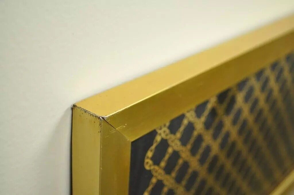 Vintage Mid Century Modern 52" Rectangular Metal Frame Brass Finish Wall Mirror