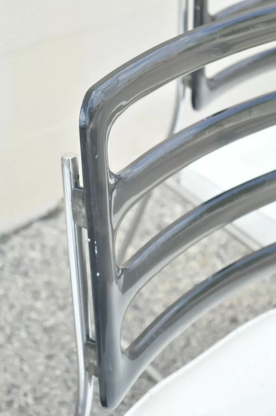 Vintage Mid Century Modern Smoked Lucite Chrome Frame Dining Chairs - Set of 6