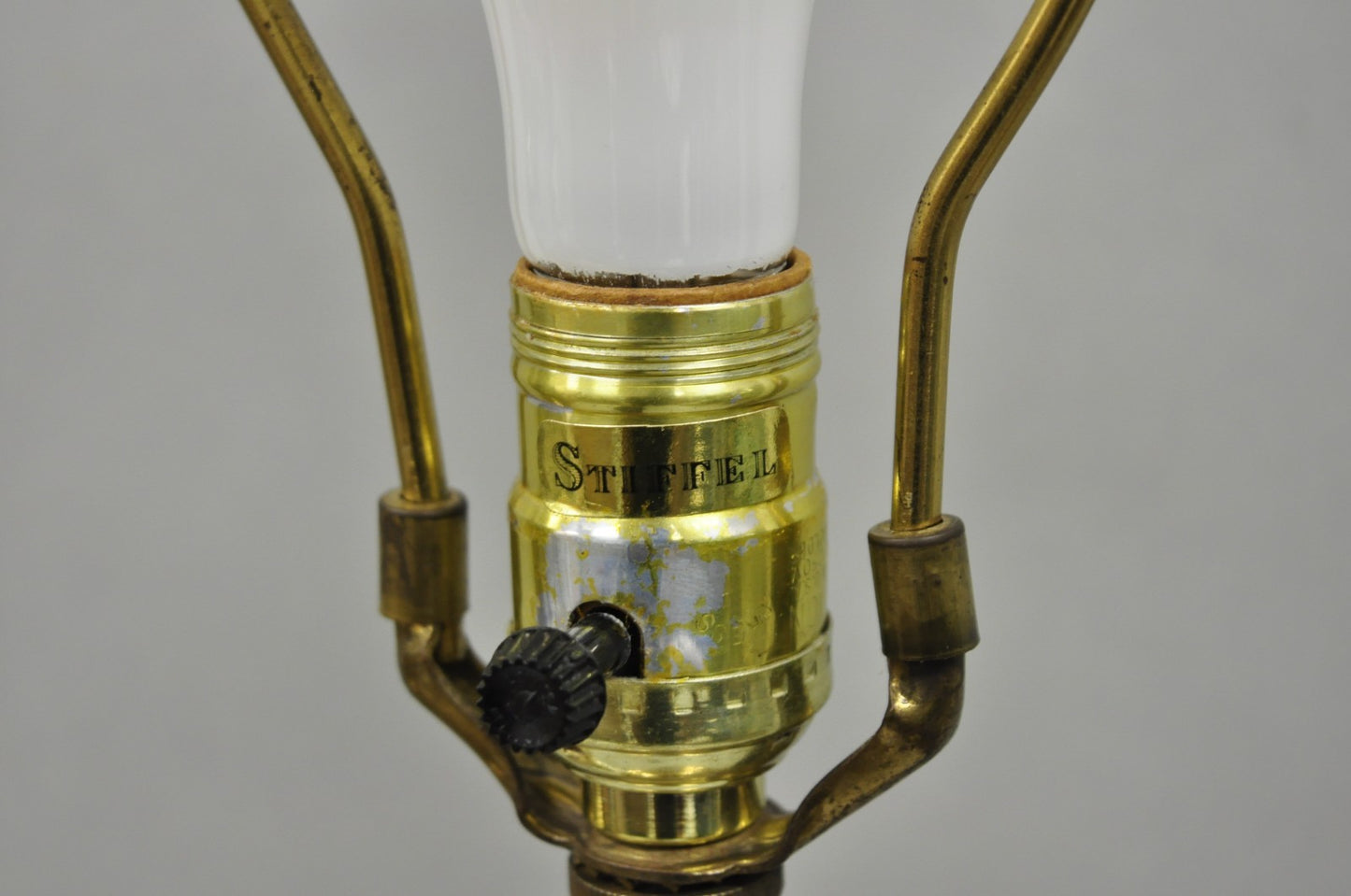 Vintage Stiffel Empire Style Burnished Brass & Porcelain Table Lamps (C) - Pair