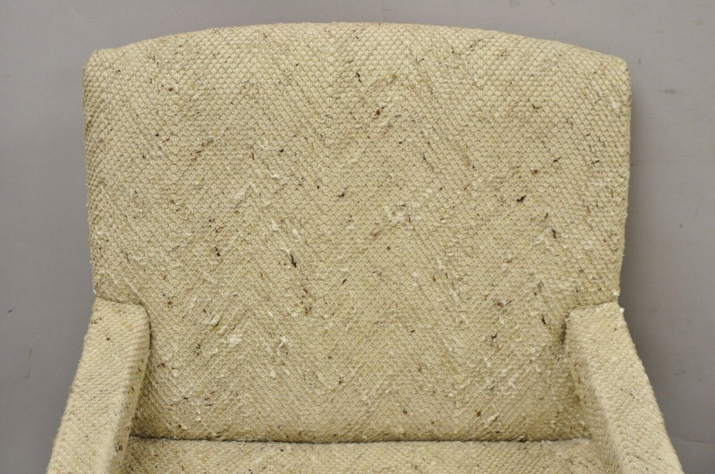 Pair Vintage Bassett Furniture Fully Upholstered Parson Style Club Lounge Chairs