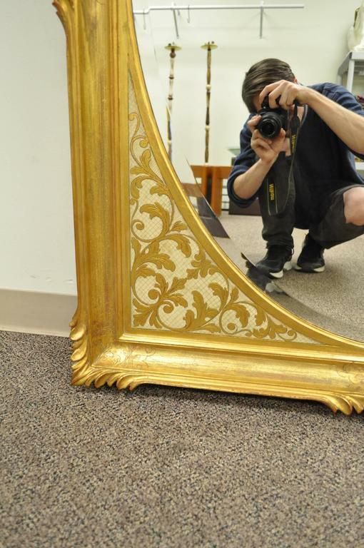 Vintage Italian Regency Gold Gilt Carved Wood Florentine Rectangular Wall Mirror