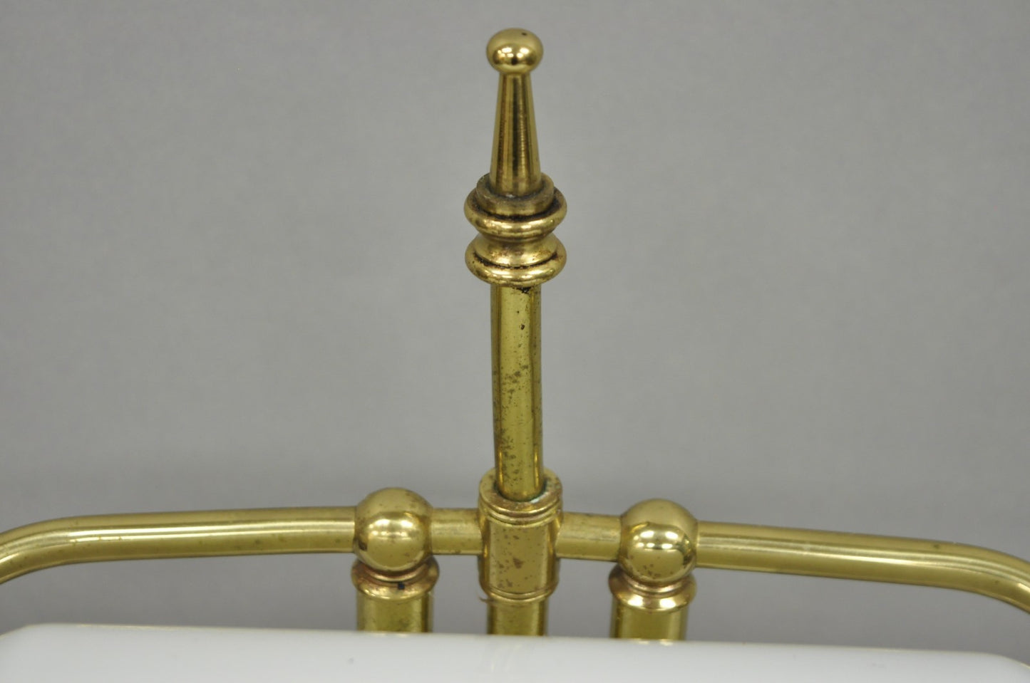 Vintage Mid Century Modern Art Deco Marble & Brass Bankers Desk Lamp w/ Shade