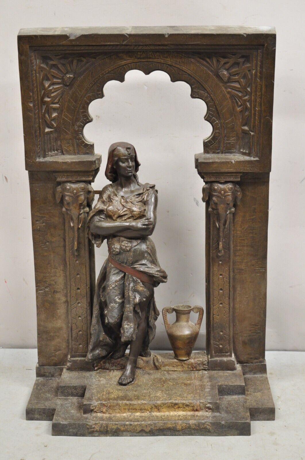 French Renaissance "Rebecca at the Wall" Spelter Metal Large Statue Sculpture