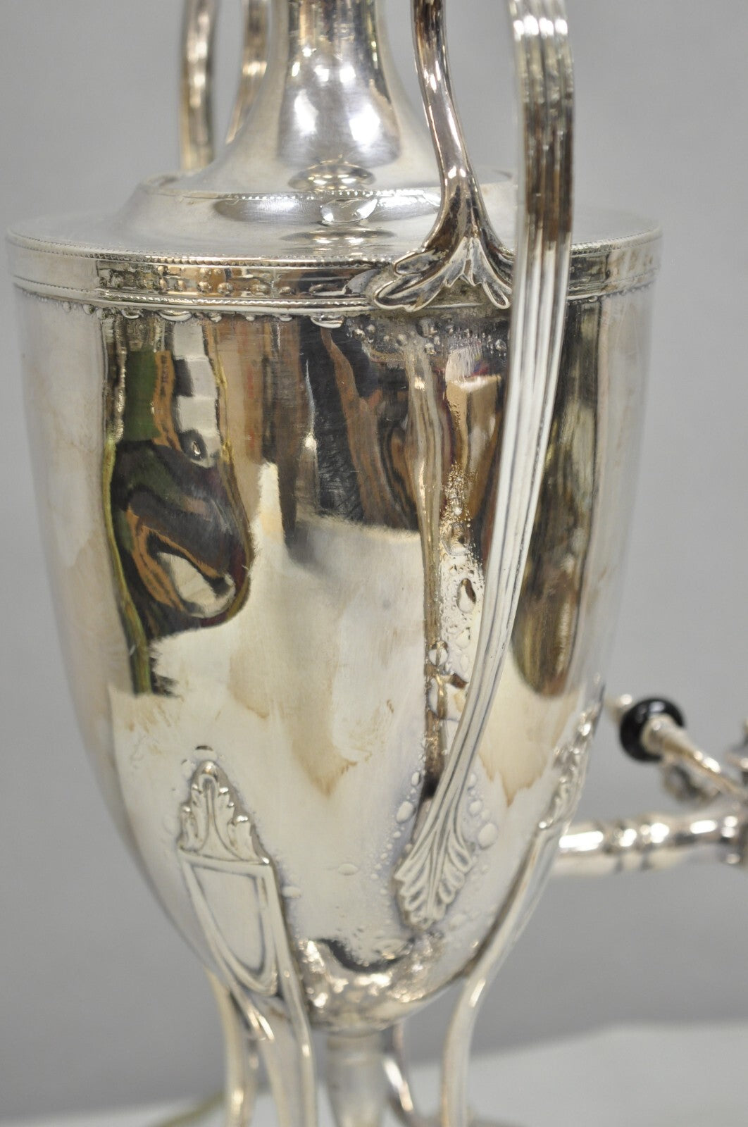Vintage English Georgian Silver Plated Urn Trophy Cup Samovar Table Lamp